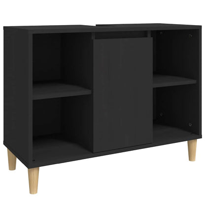 vidaXL Sink Cabinet Black 80x33x60 cm Engineered Wood 2