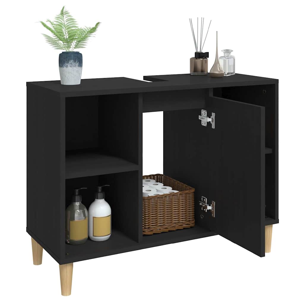 vidaXL Sink Cabinet Black 80x33x60 cm Engineered Wood 5