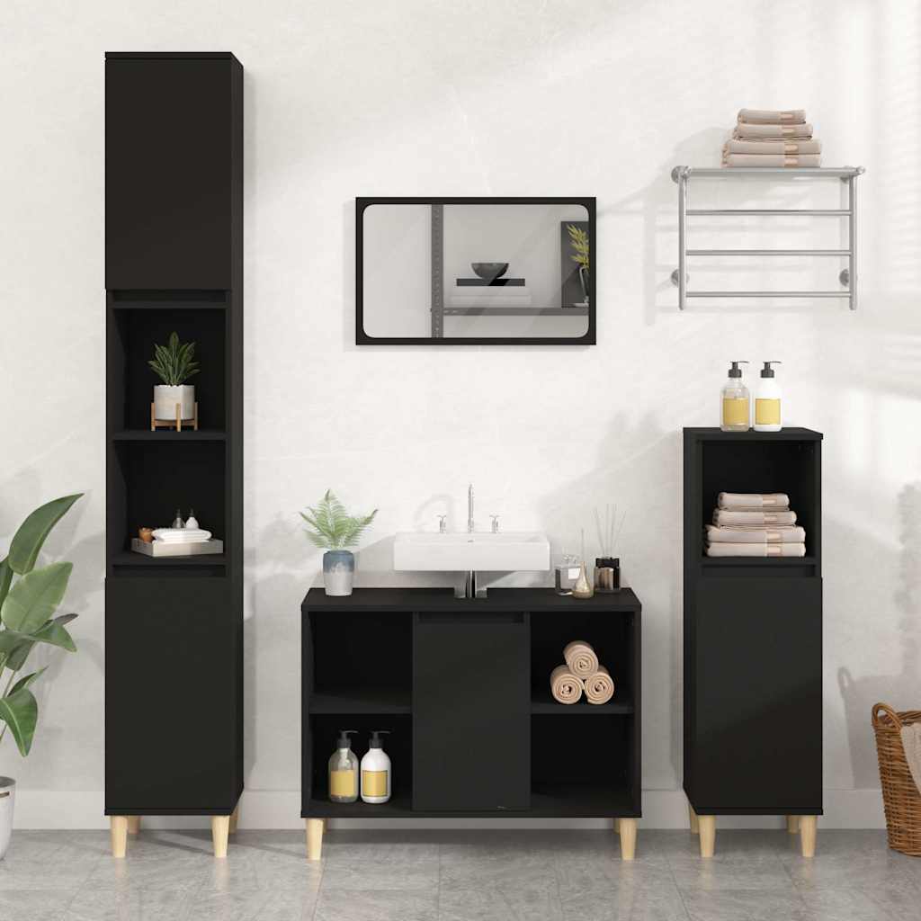 vidaXL Sink Cabinet Black 80x33x60 cm Engineered Wood 1