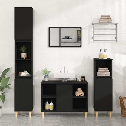 vidaXL Sink Cabinet Black 80x33x60 cm Engineered Wood 1