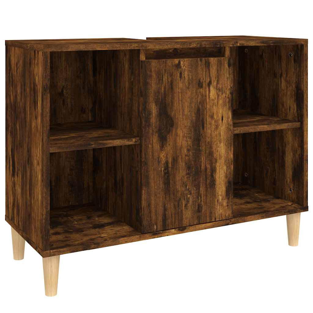 vidaXL Sink Cabinet Smoked Oak 80x33x60 cm Engineered Wood 2