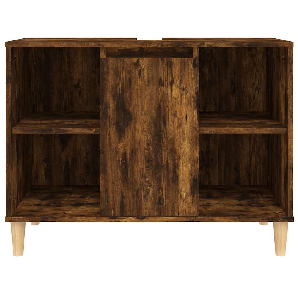 vidaXL Sink Cabinet Smoked Oak 80x33x60 cm Engineered Wood 6