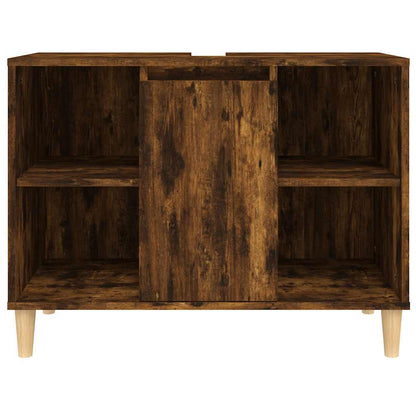 vidaXL Sink Cabinet Smoked Oak 80x33x60 cm Engineered Wood 6
