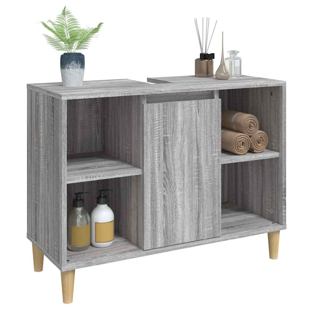 vidaXL Sink Cabinet Grey Sonoma 80x33x60 cm Engineered Wood 4