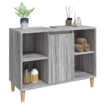 vidaXL Sink Cabinet Grey Sonoma 80x33x60 cm Engineered Wood 4
