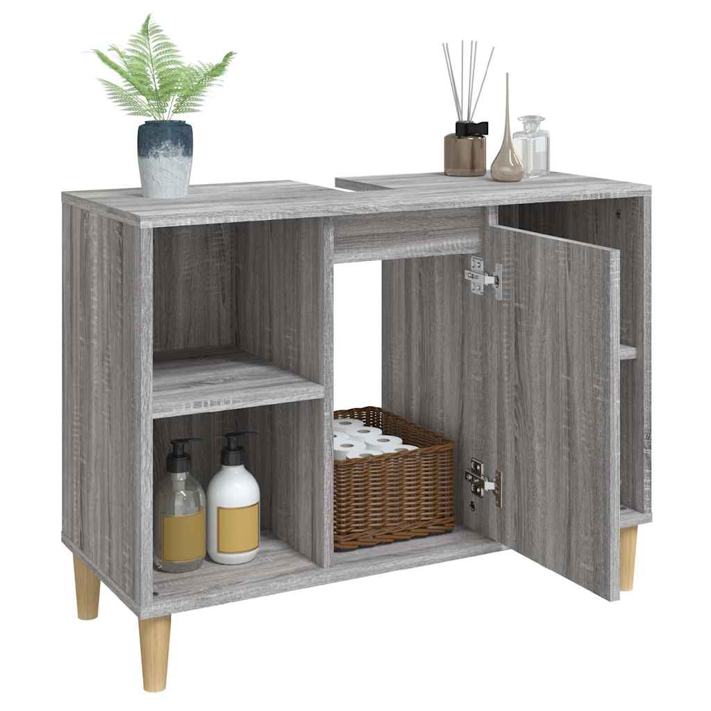 vidaXL Sink Cabinet Grey Sonoma 80x33x60 cm Engineered Wood 5