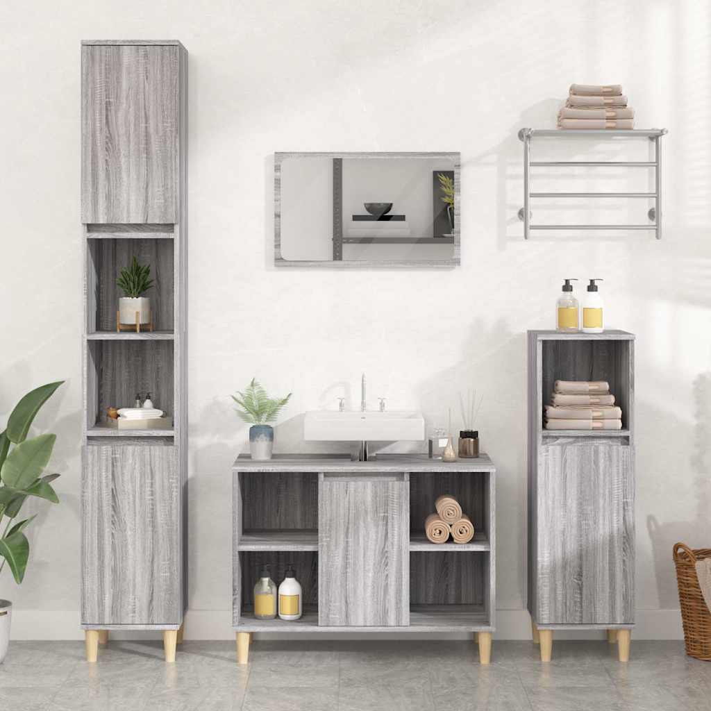 vidaXL Sink Cabinet Grey Sonoma 80x33x60 cm Engineered Wood 1