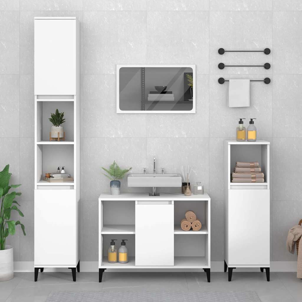 vidaXL Sink Cabinet | White | Engineered wood, Metal | Medium 1