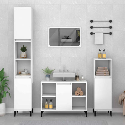 vidaXL Sink Cabinet | White | Engineered wood, Metal | Medium 1