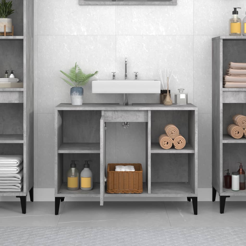 vidaXL Sink Cabinet | Concrete Grey | Engineered Wood | Medium 3