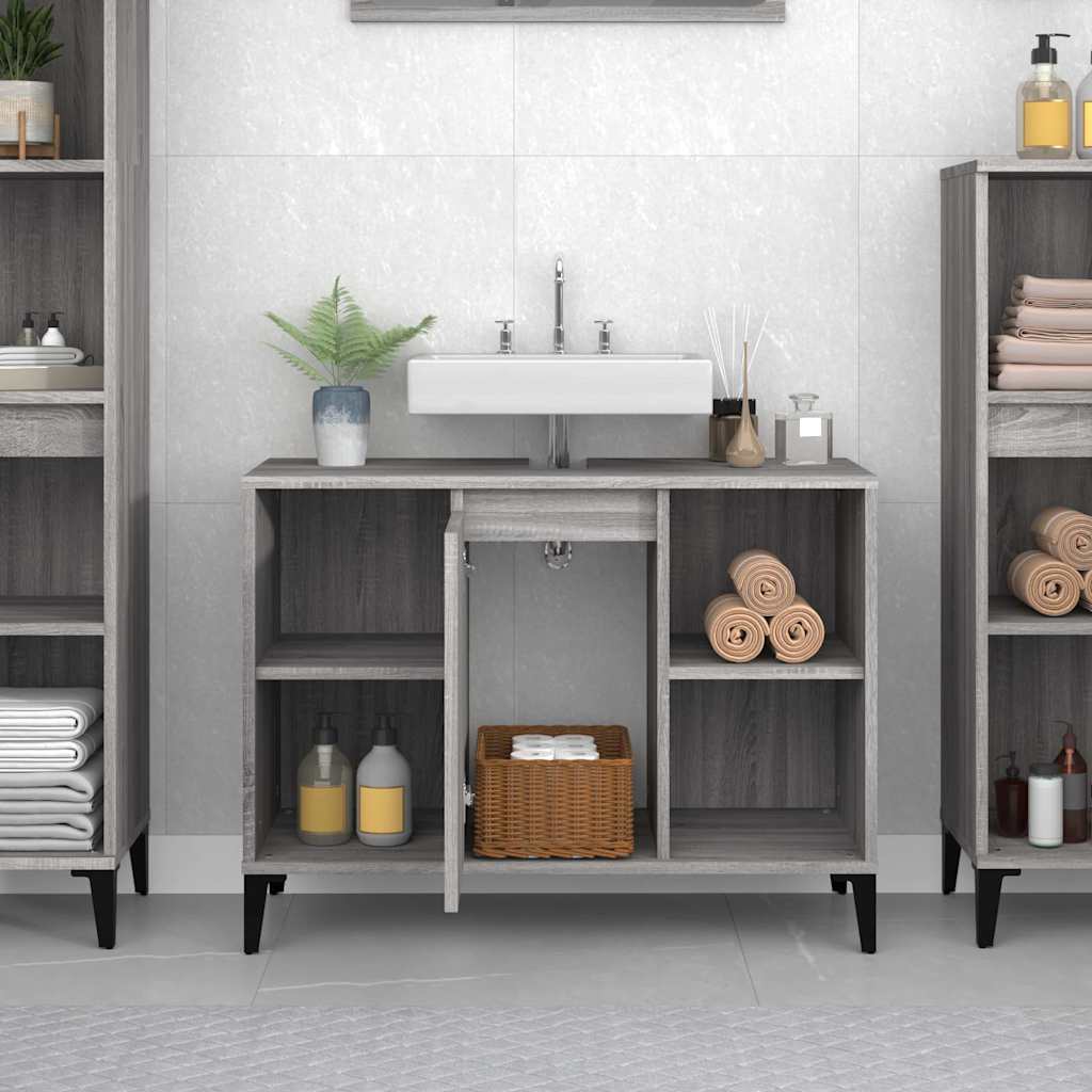 vidaXL Sink Cabinet | Grey Sonoma | Wooden Structure | Medium Size 3
