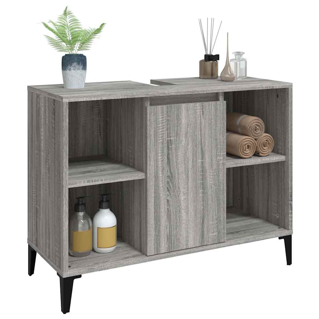 vidaXL Sink Cabinet | Grey Sonoma | Wooden Structure | Medium Size 4