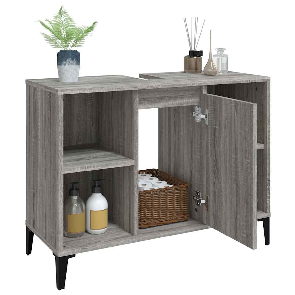 vidaXL Sink Cabinet | Grey Sonoma | Wooden Structure | Medium Size 5