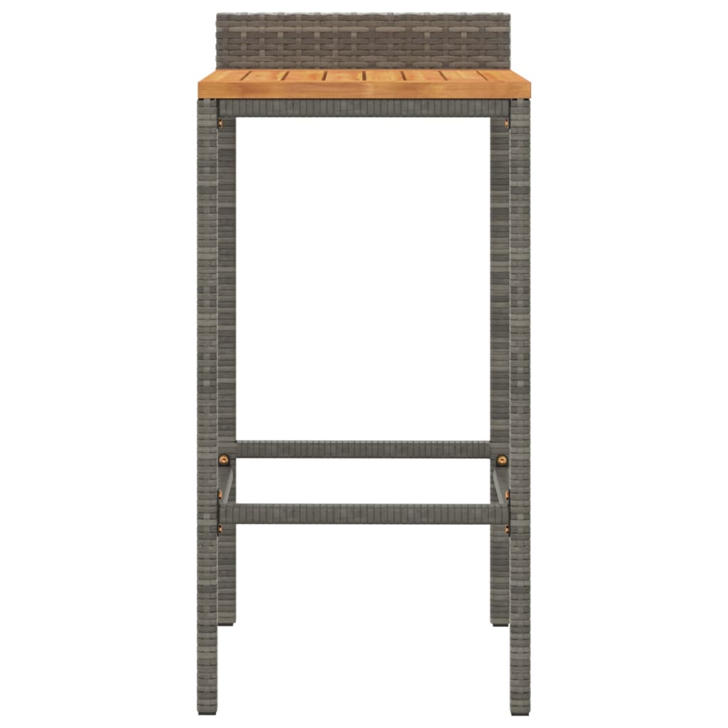 vidaXL Bar Stools 2 pcs Grey Poly Rattan and Solid Wood Acacia 4