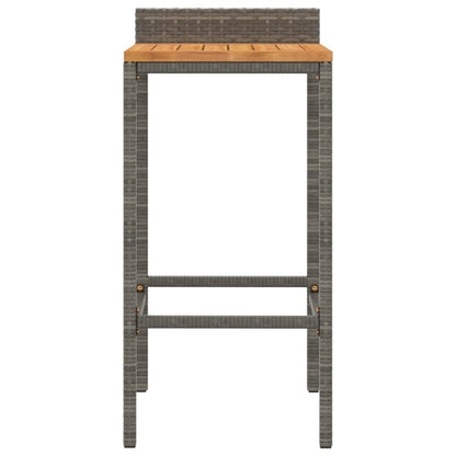 vidaXL Bar Stools 2 pcs Grey Poly Rattan and Solid Wood Acacia 4
