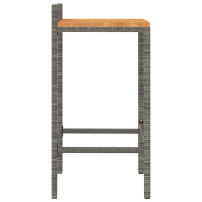 vidaXL Bar Stools 2 pcs Grey Poly Rattan and Solid Wood Acacia 5
