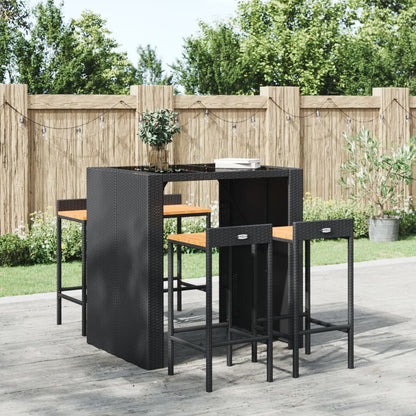 vidaXL Bar Stools Poly Rattan and Solid Wood Acacia