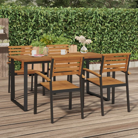Garden Table Solid Acacia Wood Overhanging Top Design Black 160 cm 80 cm