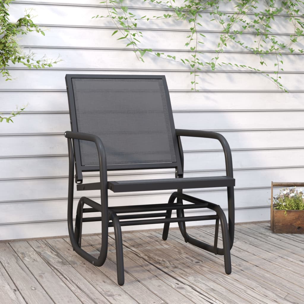 vidaXL Garden Glider Chair Black 61x76x87 cm Textilene&Steel 1
