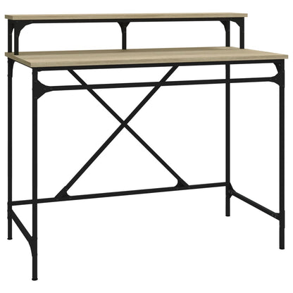 vidaXL Desk Sonoma Oak 100x50x90 cm Engineered Wood and Iron 2