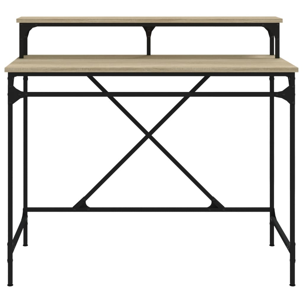 vidaXL Desk Sonoma Oak 100x50x90 cm Engineered Wood and Iron 5
