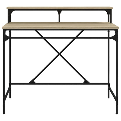 vidaXL Desk Sonoma Oak 100x50x90 cm Engineered Wood and Iron 5
