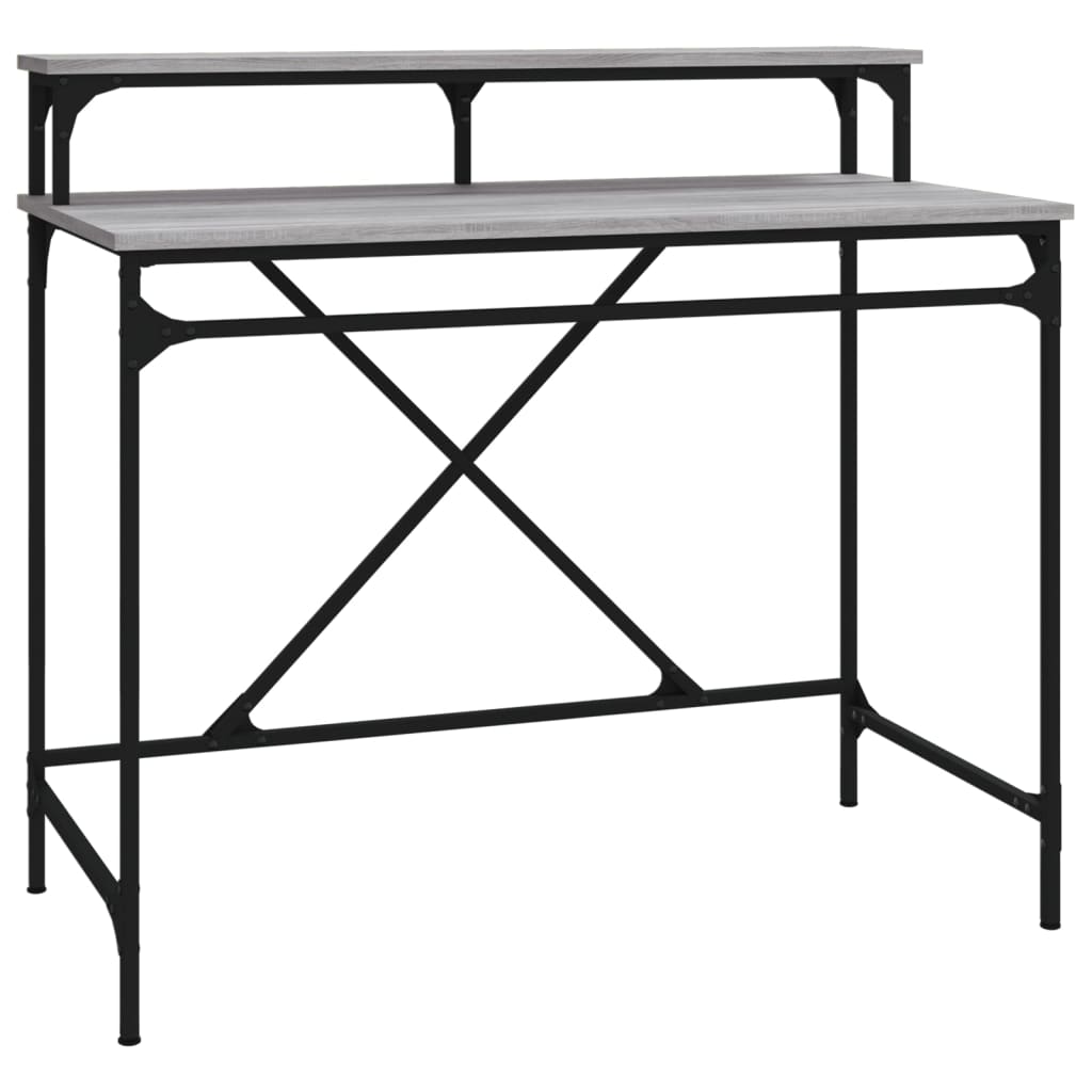 vidaXL Desk Grey Sonoma 100x50x90 cm Engineered Wood and Iron 2