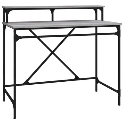 vidaXL Desk Grey Sonoma 100x50x90 cm Engineered Wood and Iron 2