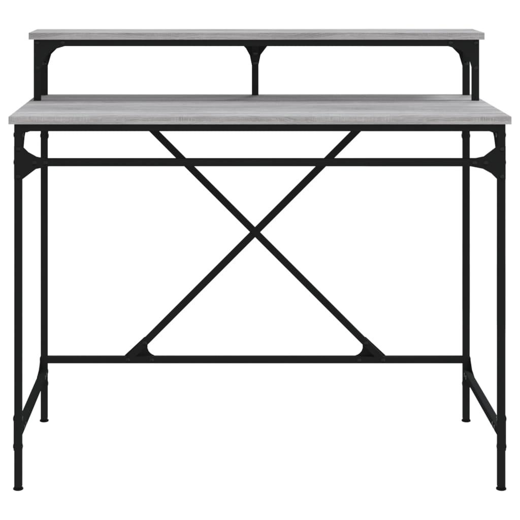 vidaXL Desk Grey Sonoma 100x50x90 cm Engineered Wood and Iron 5