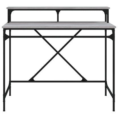 vidaXL Desk Grey Sonoma 100x50x90 cm Engineered Wood and Iron 5
