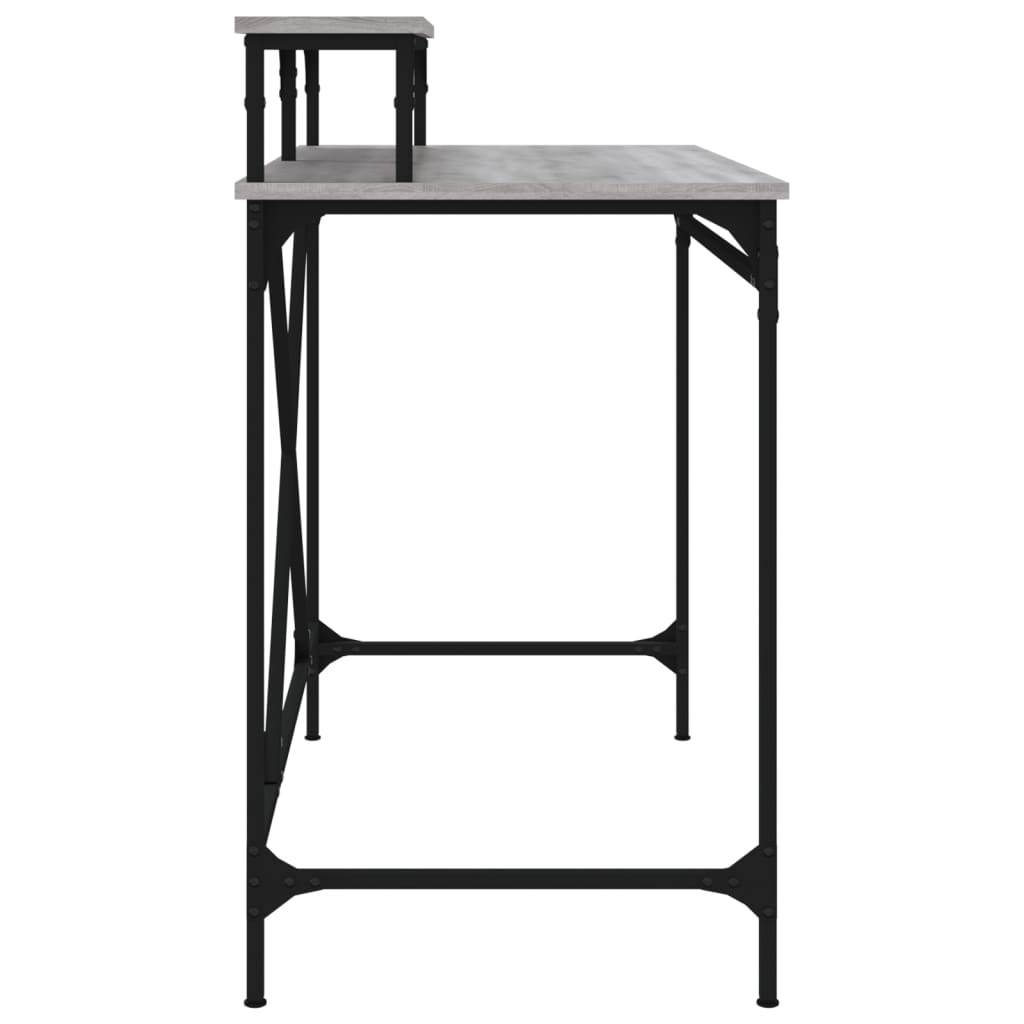 vidaXL Desk Grey Sonoma 100x50x90 cm Engineered Wood and Iron 6