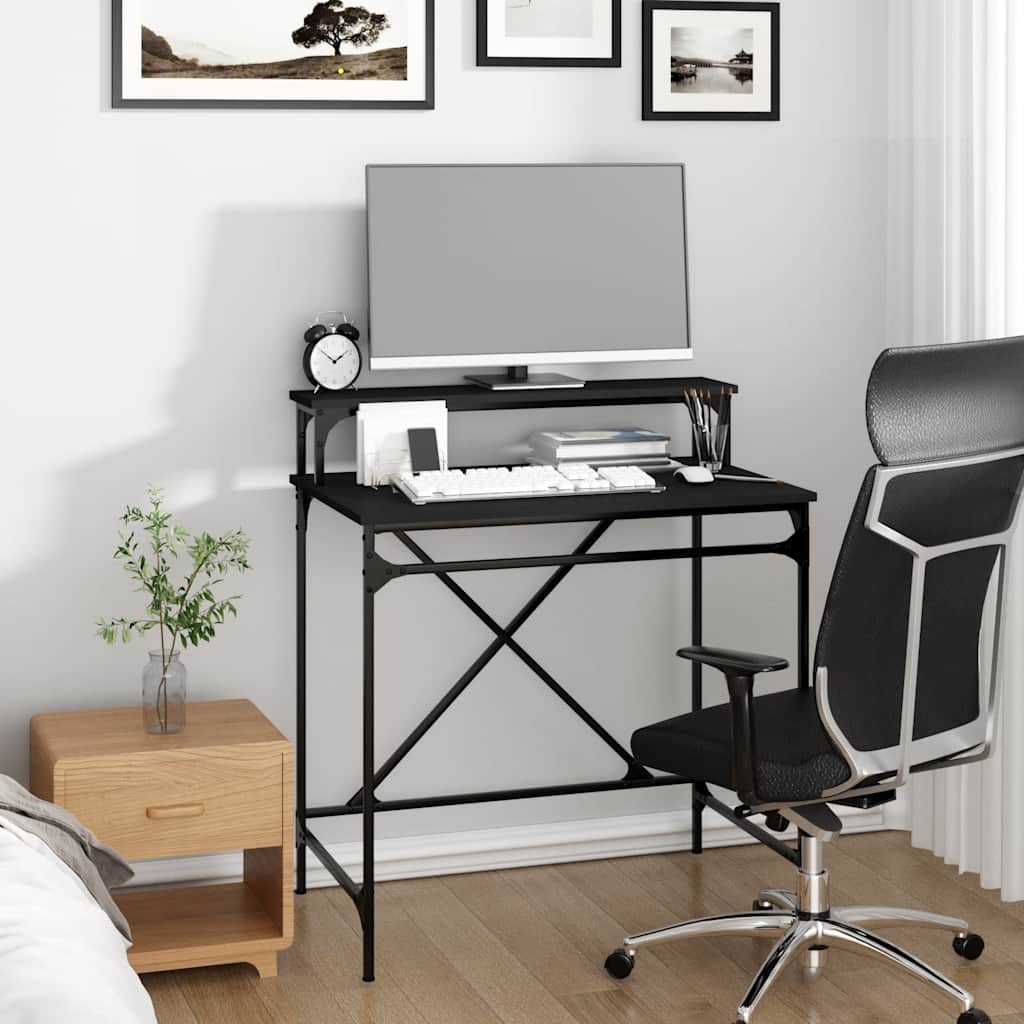 vidaXL Desk Black 80x50x90 cm Engineered Wood and Iron 3
