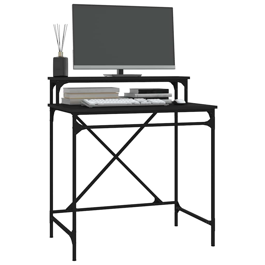 vidaXL Desk Black 80x50x90 cm Engineered Wood and Iron 4