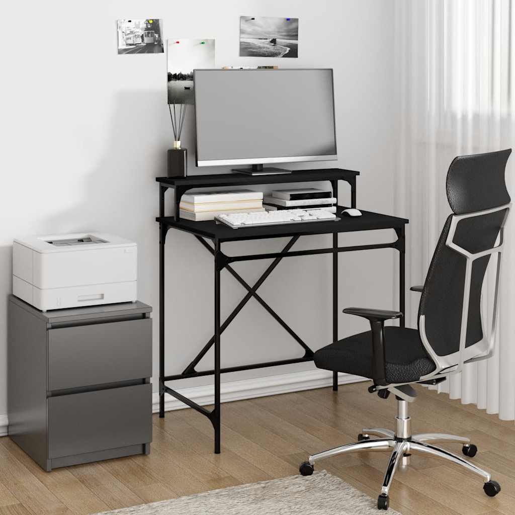 vidaXL Desk Black 80x50x90 cm Engineered Wood and Iron 1