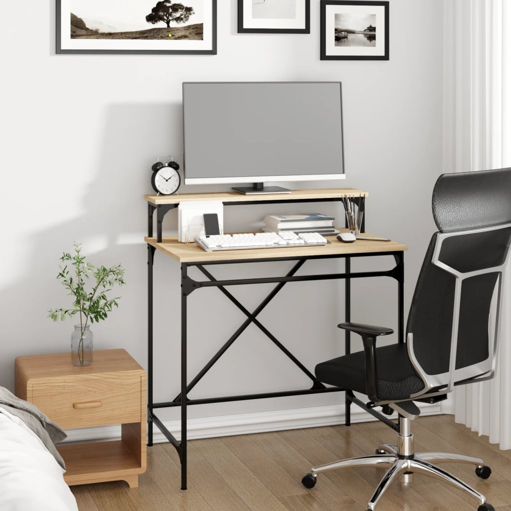 vidaXL Desk Sonoma Oak 80x50x90 cm Engineered Wood and Iron 3