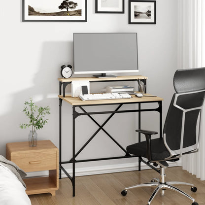 vidaXL Desk Sonoma Oak 80x50x90 cm Engineered Wood and Iron 3