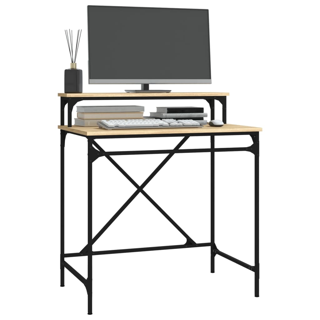 vidaXL Desk Sonoma Oak 80x50x90 cm Engineered Wood and Iron 4