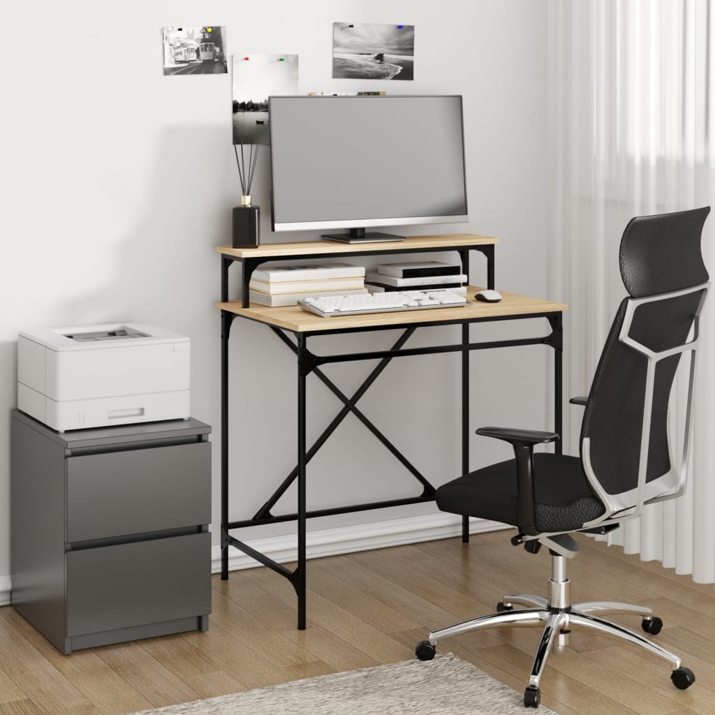 vidaXL Desk Sonoma Oak 80x50x90 cm Engineered Wood and Iron 1