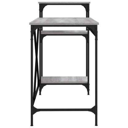 vidaXL Desk with Shelves Grey Sonoma 135x50x90 cm Engineered Wood&Iron 6