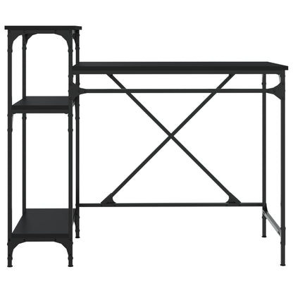 vidaXL Desk with Shelves Black 105x50x90 cm Engineered Wood&Iron 5