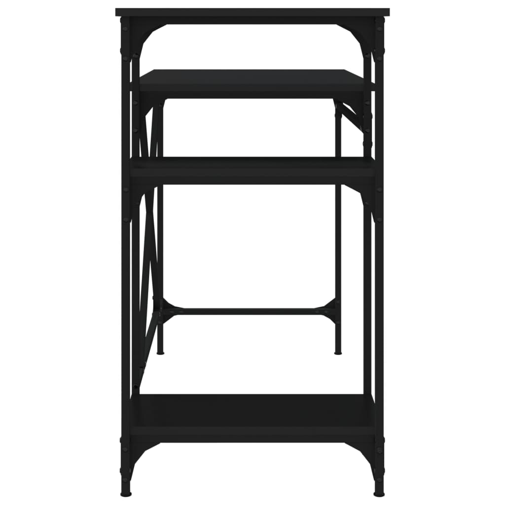 vidaXL Desk with Shelves Black 105x50x90 cm Engineered Wood&Iron 6