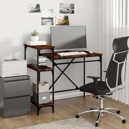 vidaXL Desk with Shelves Engineered Wood&Iron