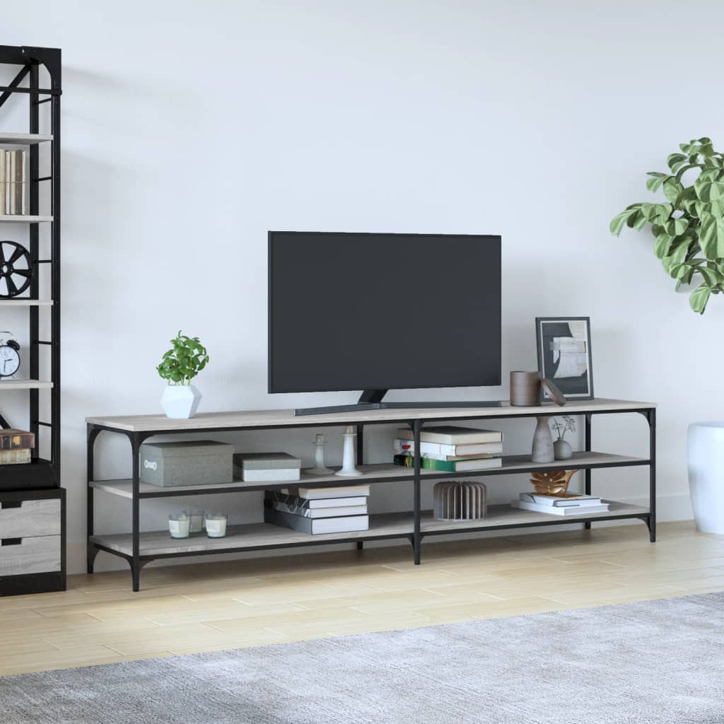 vidaXL TV Cabinet Grey Sonoma 200x30x50 cm Engineered Wood and Metal 1