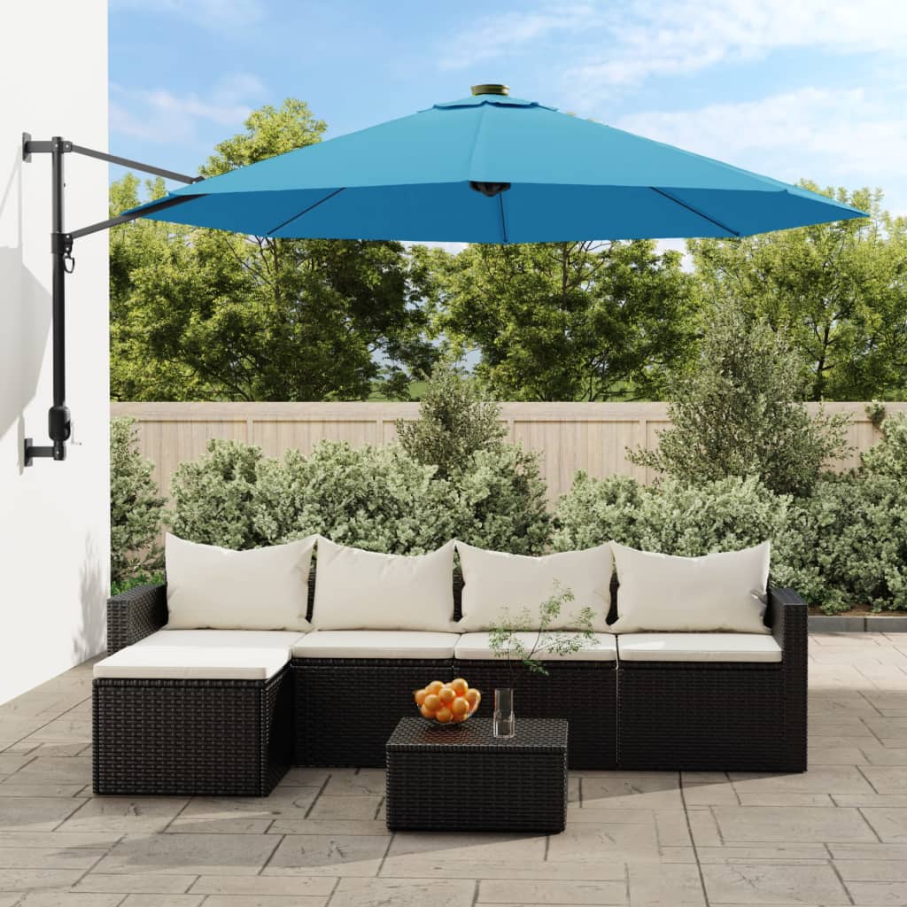 vidaXL Wall-mounted Parasol Sea Blue 290 cm 1