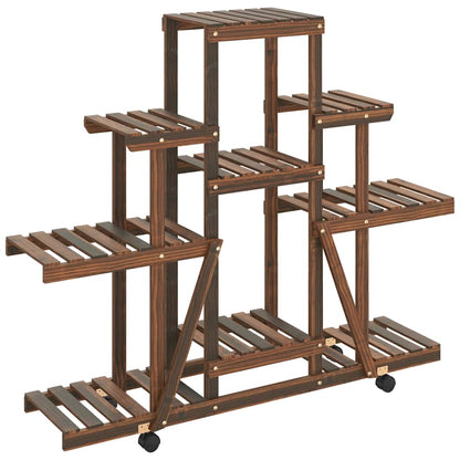 vidaXL Flower Stand with Wheels 110x25x101 cm Solid Wood Fir 2