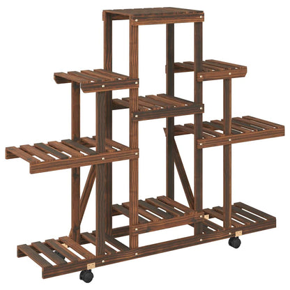 vidaXL Flower Stand with Wheels 110x25x101 cm Solid Wood Fir 4