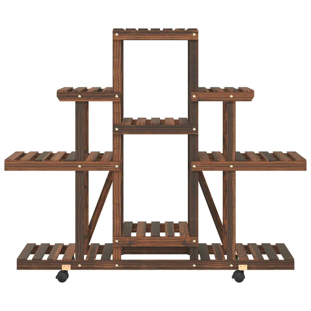 vidaXL Flower Stand with Wheels 110x25x101 cm Solid Wood Fir 5