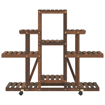 vidaXL Flower Stand with Wheels 110x25x101 cm Solid Wood Fir 5