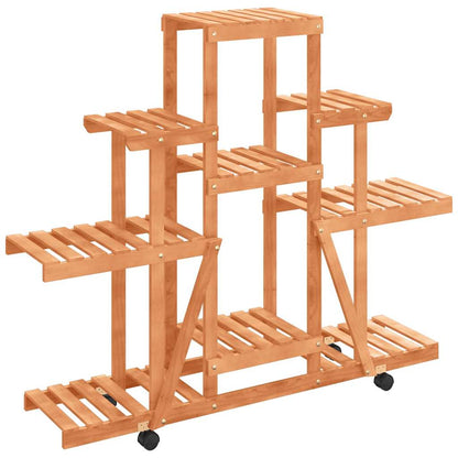 vidaXL Flower Stand with Wheels 110x25x101 cm Solid Wood Fir 2