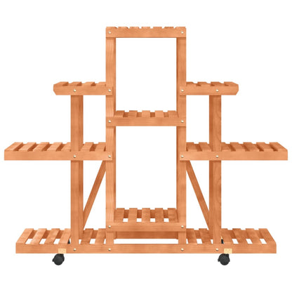 vidaXL Flower Stand with Wheels 110x25x101 cm Solid Wood Fir 5